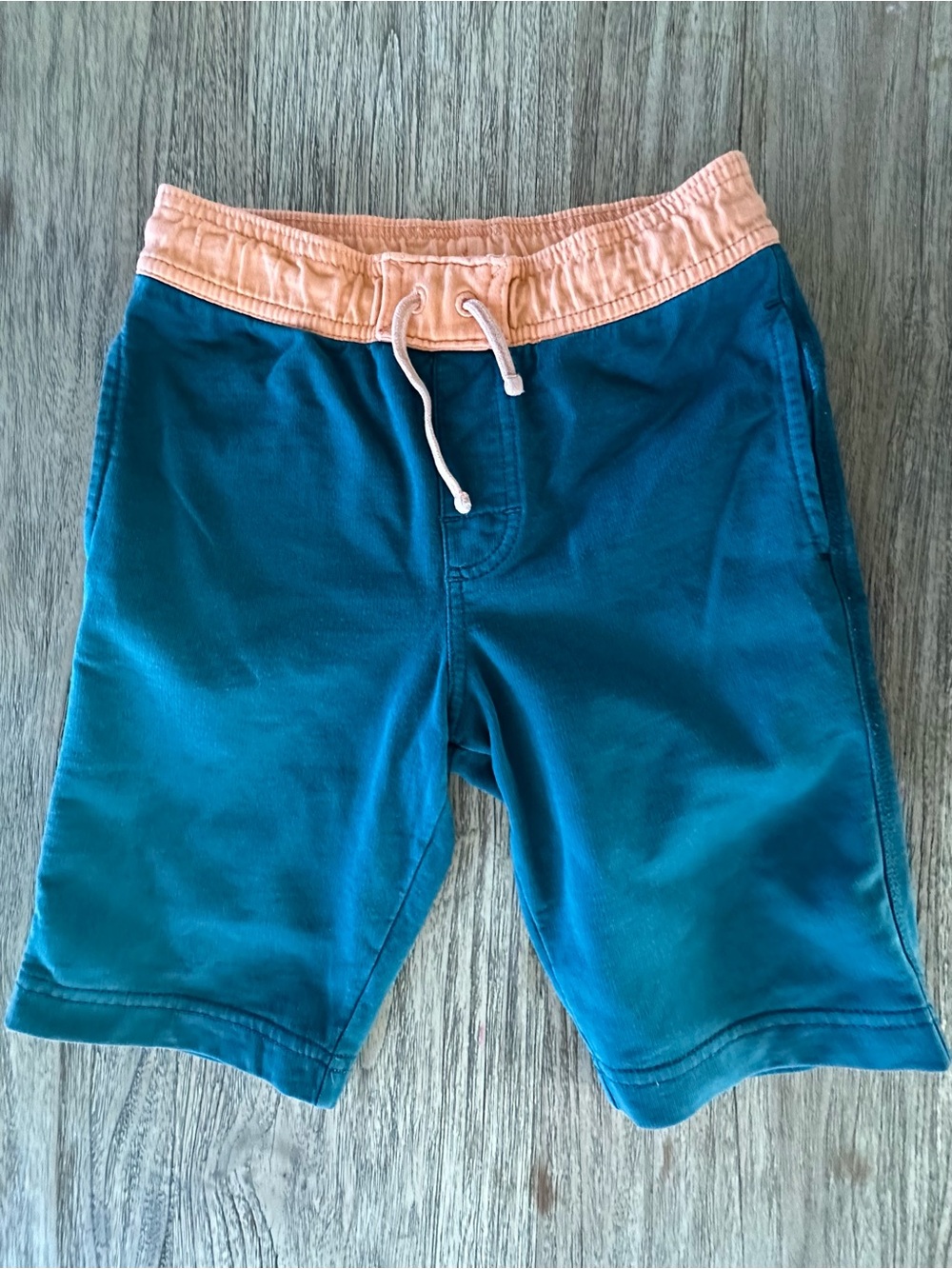 Tea Collection Teal Shorts with Peach Waistband